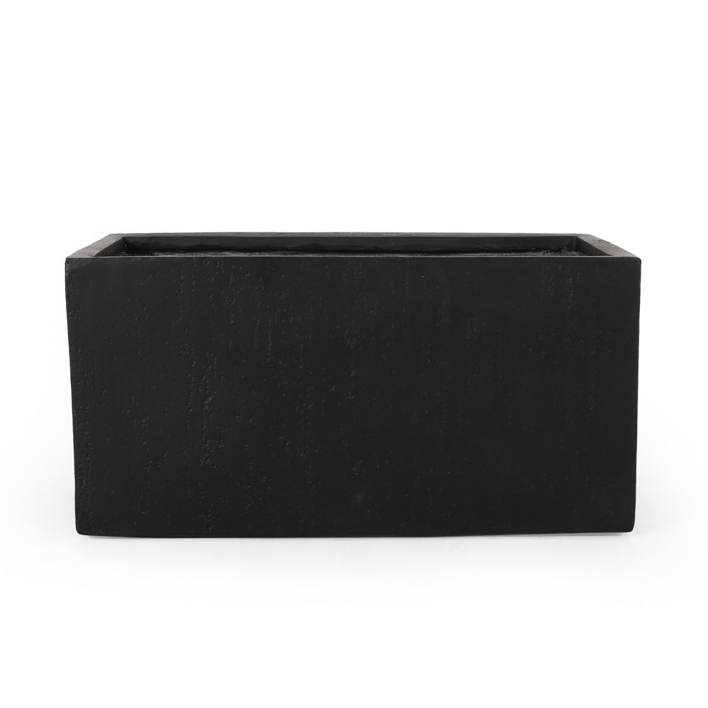 English Elm Christopher Knight Home® - OUTDOOR Large Square MGO Planter 35''L – Lightweight Concrete Rectangular Garden Planter, Durable Sculptural Design Black 70626.00BLK