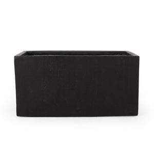 English Elm Christopher Knight Home® - OUTDOOR Large Square MGO Planter 35''L – Lightweight Concrete Rectangular Garden Planter, Durable Sculptural Design Black 70626.00BLK