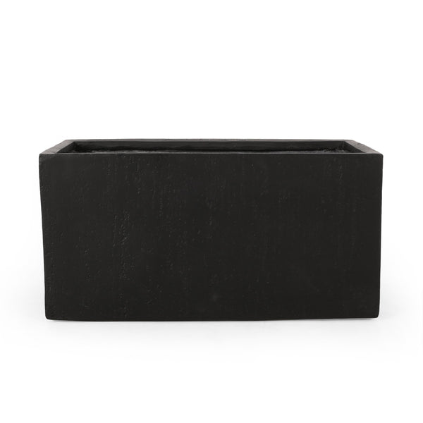 English Elm Christopher Knight Home® - OUTDOOR Large Square MGO Planter 35''L – Lightweight Concrete Rectangular Garden Planter, Durable Sculptural Design Black 70626.00BLK
