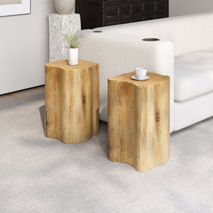 English Elm Christopher Knight Home® - 2-in-1 Irregular MGO End Table with Split-Join Design, Durable Fiberglass Blend, Stylish Indoor Outdoor Accent Natural N770P284171N