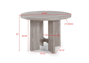 English Elm 5pc Modern Round Dining Set with Upholstered Beige Chairs & Driftwood Finish Table, Compact Stylish Design B011P287318