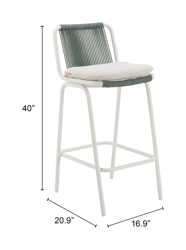Zuo Modern Luft Barstool Set Of 2 - Chic White & Green Modern Design For Stylish Home Interiors And Spaces White 100% Olefin,Aluminum 704140-zuo-modern