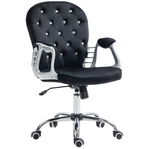 English Elm Vinsetto Elegant Velvet Office Chair - Adjustable Height, Padded Armrests, Swivel Casters For Comfort W2225P217495-GIGA