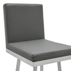 English Elm Corvin 30" Swivel Bar Stool in Gray Faux Leather — Armless Metal Frame, 360° Swivel, Easy Clean B2736P268554