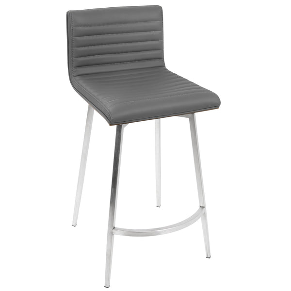 English Elm Mason Mid-Century Swivel Counter Dining Set with Adjustable Chrome Table, Grey Faux Leather Stools B202S01462