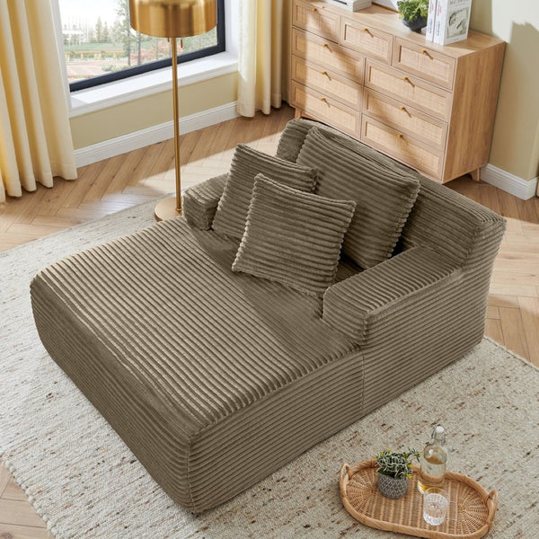 English Elm Single Frameless Velvet Lounge Chair Plush High Density Foam Accent Seat for Living Room Brown W487P420018