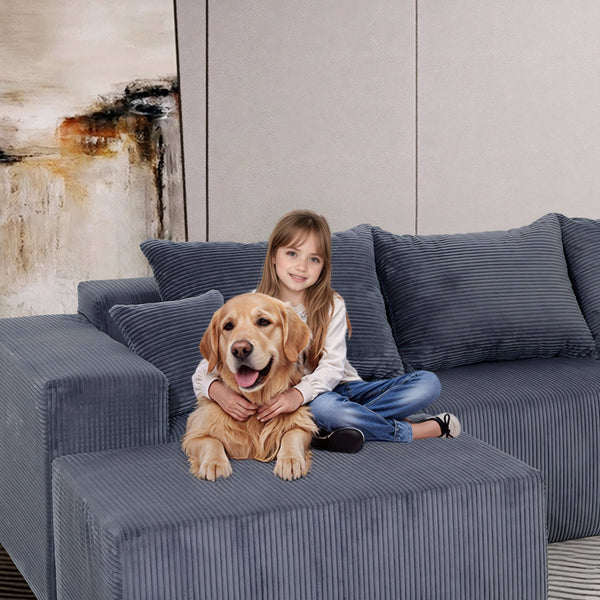English Elm 6-Piece Modular U-Shaped Sectional Sofa with Chaise Convertible Corduroy Comfort and Secure Base Gray W3163S00039