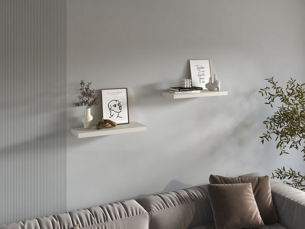 English Elm Floating Shelves - White Washed Oak Set Of 2 For Modern Decor, Minimalist Display & Easy Installation B097P369455-GIGA