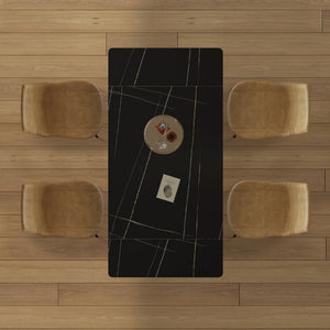 English Elm Retractable Sintered Stone Dining Table Set With 4 Chairs, Modern Design & Durable Carbon Steel Legs W509S00128-GIGA