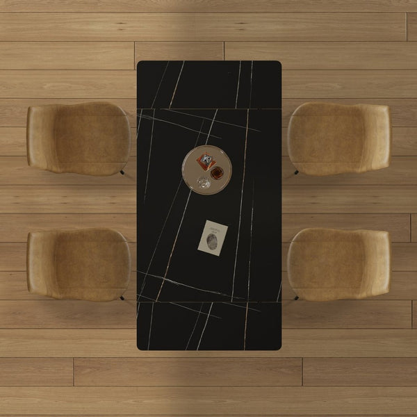 English Elm Retractable Sintered Stone Dining Table Set With 4 Chairs, Modern Design & Durable Carbon Steel Legs W509S00128-GIGA