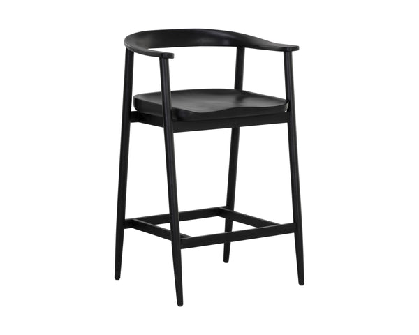 Sunpan Jeremy Counter Stool – Sleek Mid-Century Design in Acacia Wood with Unique Natural Textures and Character Black