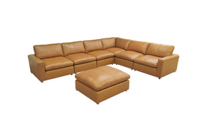 English Elm Leather Match Modular Sectional Sofa with Top Grain Upholstery for Open Living Rooms Ginger B2748S00165
