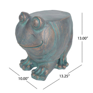 English Elm Christopher Knight Home® - 13inch High Dawn Frog Garden Stool Antique Green Magnesium Oxide Lightweight Concrete Accent Table Weather-Resistant Outdoor Patio Seat No Assembly Needed 63391.00COP