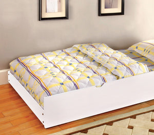 English Elm Transitional Twin Over Twin Bunk Bed With Trundle, White Wooden Frame, Ladder, And Safety Rails B2741S00371-GIGA