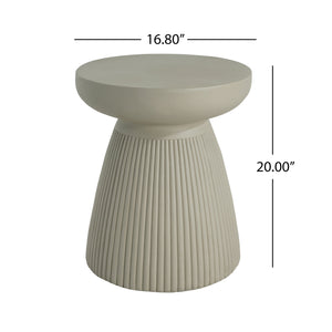 English Elm Christopher Knight Home® - 20''H Sand MGO Side Table - Weatherproof Magnesium Oxide Round End Table for Indoor & Outdoor Use N772P197399S