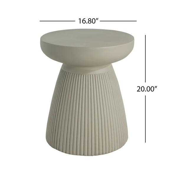 English Elm Christopher Knight Home® - 20''H Sand MGO Side Table - Weatherproof Magnesium Oxide Round End Table for Indoor & Outdoor Use N772P197399S