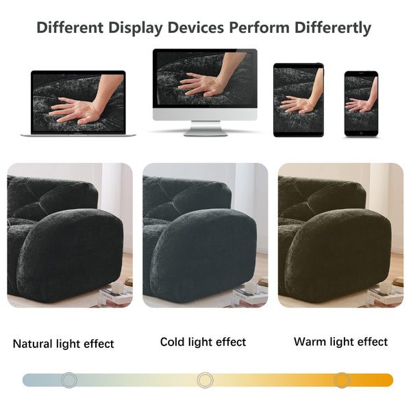 English Elm 110''boneless Velvet Sectional Sofa Modular Cloud Seating with Tufted Cushions for Living Rooms Black W714S01626