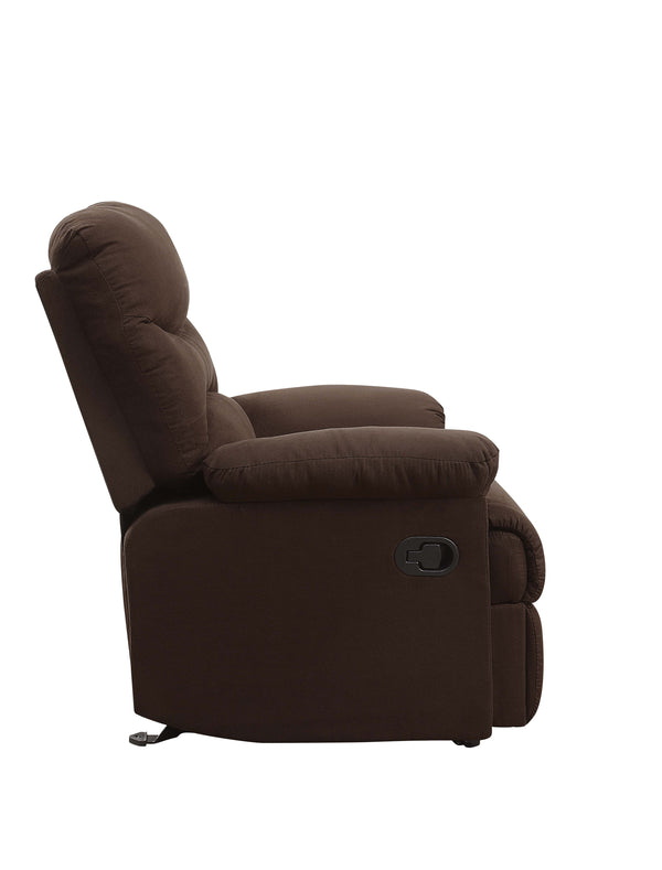 English Elm Arcadia Plush Microfiber Motion Recliner with Pillow-Top Arms, Smooth Latch Mechanism for Relaxation Chocolate 32 L x 31 W x 27 H B2726P256681