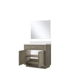 English Elm Grey Oak Single Bath Vanity Set With Cultured Marble Countertop & Soft-Close Cabinetry – 36" W B2731S01400