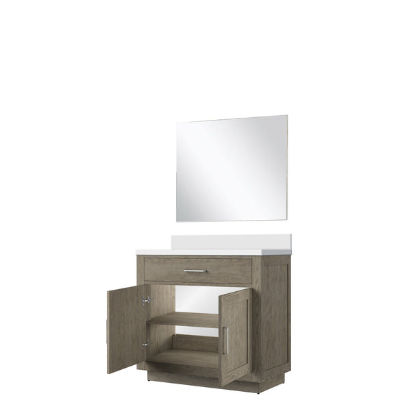 English Elm Grey Oak Single Bath Vanity Set With Cultured Marble Countertop & Soft-Close Cabinetry – 36" W B2731S01400