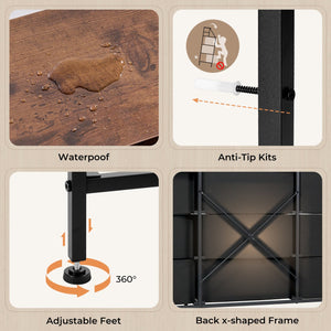 English Elm 55''W Modern Dresser with 9 Fabric Drawers & 2 Open Shelves — Sturdy Wood‑Metal Chest, Anti‑Tip Stability Brown T3950P402194