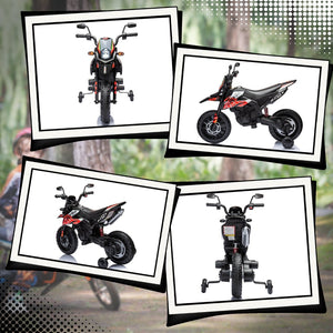English Elm Qaba Kids Electric Dirt Bike 6v Battery Powered Ride on with Training Wheels Ages 3 to 8 Red W2225P249805