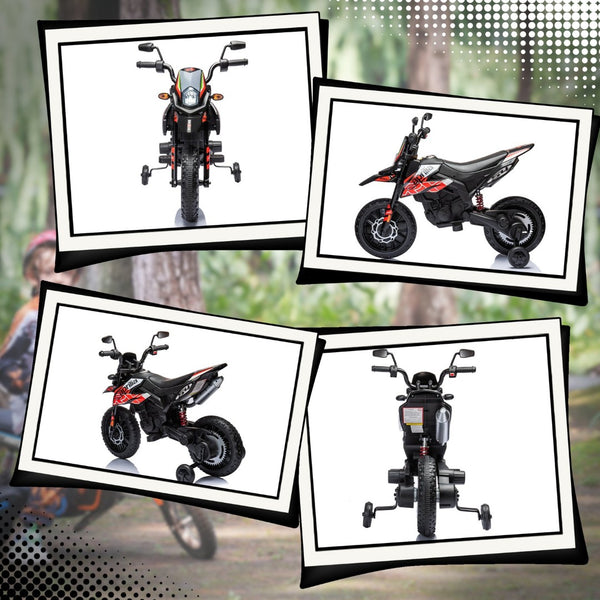 English Elm Qaba Kids Electric Dirt Bike 6v Battery Powered Ride on with Training Wheels Ages 3 to 8 Red W2225P249805