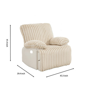 English Elm Manual Reclining Loveseat Corduroy Upholstered Wall Hugger Sofa with Cup Holders W3900P386105