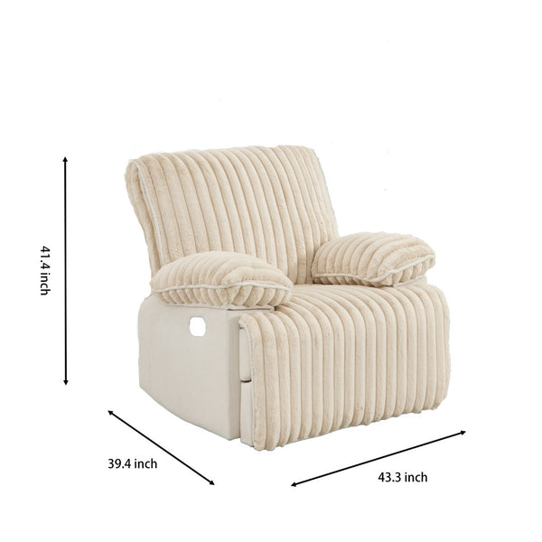 English Elm Manual Reclining Loveseat Corduroy Upholstered Wall Hugger Sofa with Cup Holders W3900P386105