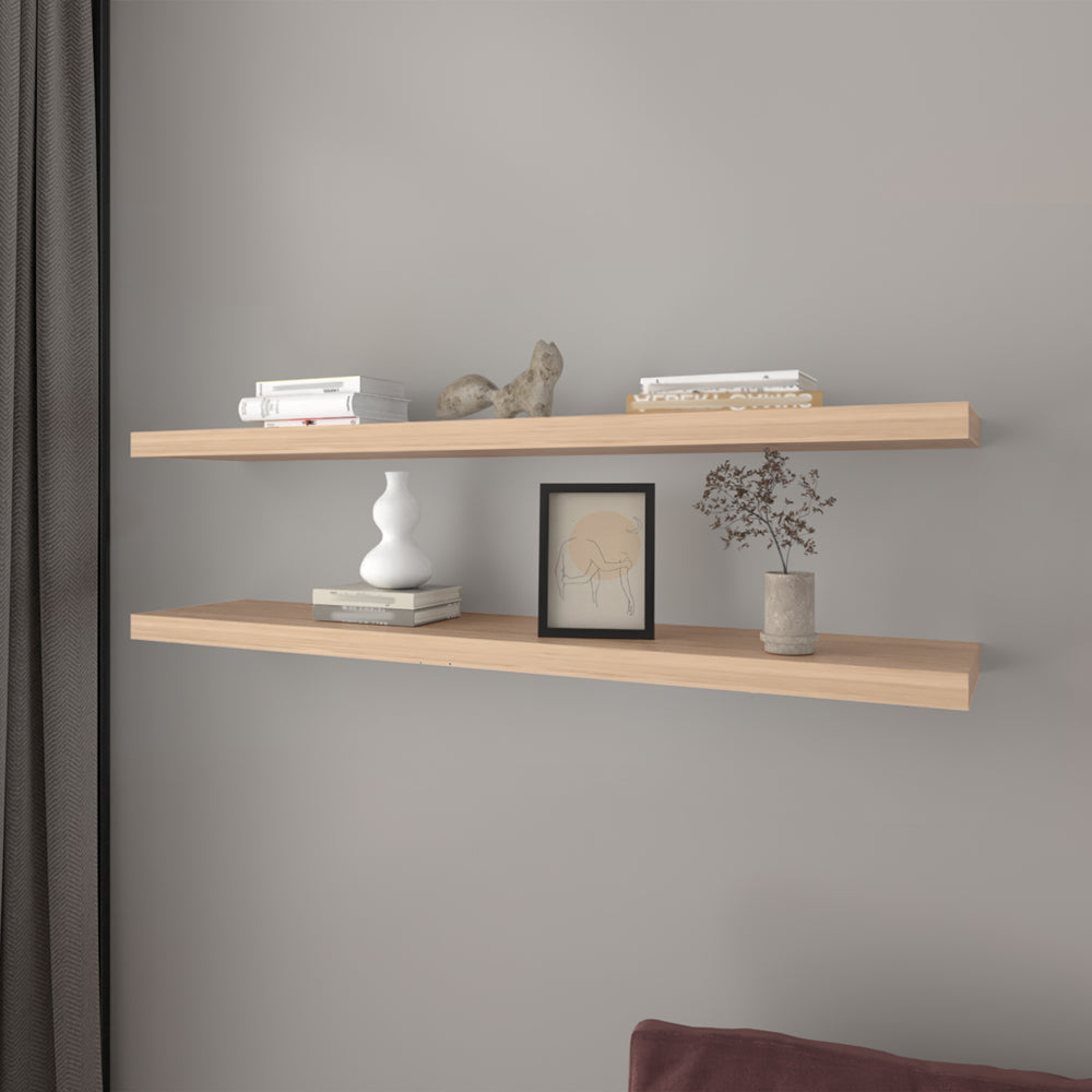 English Elm Floating Shelf Lyle Set of Two 47.2" Light Pine Beige Floating Shelves Space-Saving Modern Display Solution B092P245921