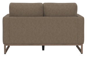 English Elm Truffle Two Seat Loveseat with Taupe Upholstery and Sleek Metal Legs for Modern Spaces B361P482533