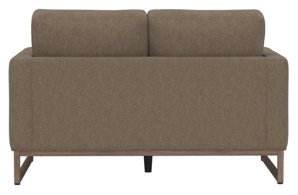 English Elm Truffle Two Seat Loveseat with Taupe Upholstery and Sleek Metal Legs for Modern Spaces B361P482533