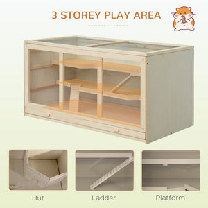 English Elm Pawhut Solid Wood Outdoor Cat House Two Story Shelter with Balcony Asphalt Roof W2225P173815
