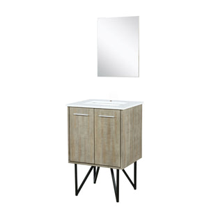 English Elm Rustic Acacia Bath Vanity with Cultured Marble Top, Soft-Close, Mirror Included, Durable Scratch-Resistant B2731S01509