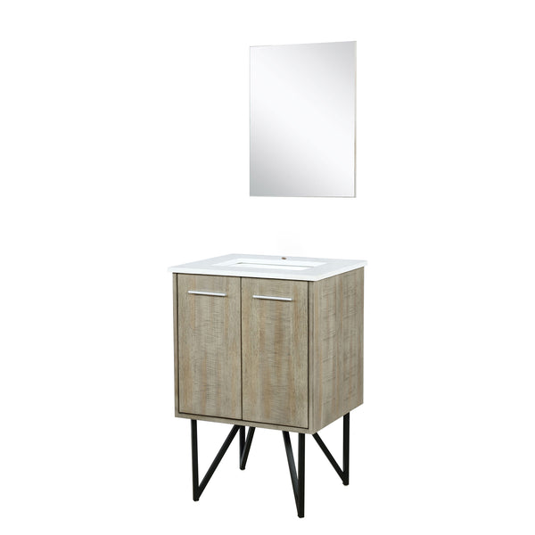 English Elm Rustic Acacia Bath Vanity with Cultured Marble Top, Soft-Close, Mirror Included, Durable Scratch-Resistant B2731S01509