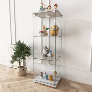 English Elm Modern Glass Display Cabinet With Custom Led Lighting - Elegant 1-Door, 3-Shelf Storage For Any Room W241P242919