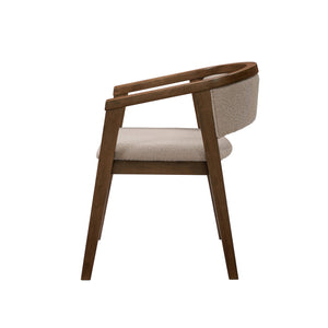 English Elm Christopher Knight Home® - U-shaped Mid-Century Dining Chair with Armrests, Bouclé Upholstery, High-Density Foam Comfort khaki,Walnut N771P331338T