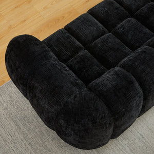 English Elm Chenille Cloud Sofa with Quilted Seat and Piano Backrest for Modern Living Spaces Black W834P442224