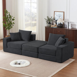 English Elm Modular Cloud Sectional Corduroy Sofa Deep Seat Comfort for Flexible Living Spaces Dark Gray W3396P435277