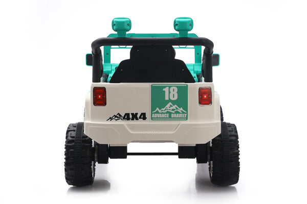 English Elm 12v Ride on Toddler Car with Remote Control Spring Suspension and Off Road 4x4 Drive White+Green W3822P371909