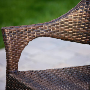 English Elm Outdoor Stackable Woven Rattan Patio Chair Uv Resistant All Weather Mocha Brown N769P334781A