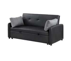 English Elm Ravenna Tufted Pu Leather Sleeper Sofa with Built-in Charging Station for Studio Living B2749P413198