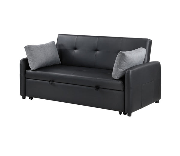 English Elm Ravenna Tufted Pu Leather Sleeper Sofa with Built-in Charging Station for Studio Living B2749P413198