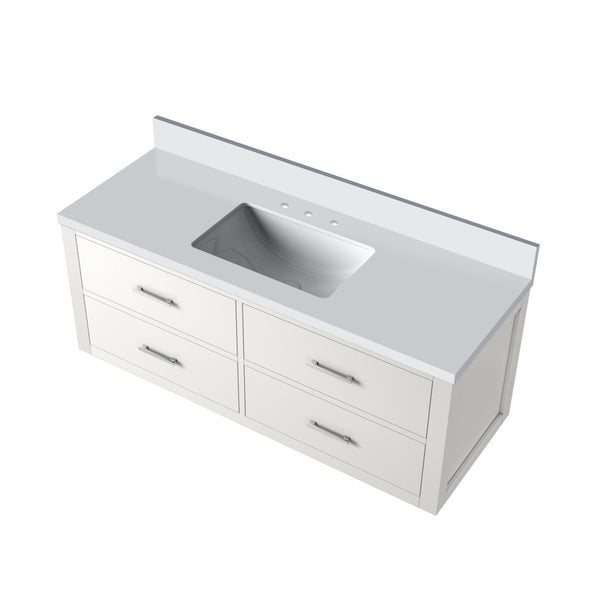 English Elm White Single Bath Vanity 48" W X 22" D With Cultured Marble Top - Elegant Design, Durable & Easy Install! B2731P258018-GIGA