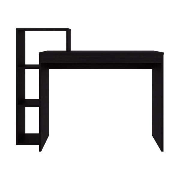 English Elm Venetie Writing Desk with Three Side Shelves in Black Wenge for Modern Home Office B097P474293