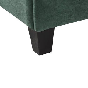 English Elm 83" Sectional Sofa with Hidden Storage, Movable Ottoman Bed, Ergonomic Curved Arms & Six Pillows Green N719S001960F