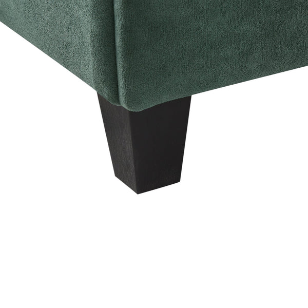 English Elm 83" Sectional Sofa with Hidden Storage, Movable Ottoman Bed, Ergonomic Curved Arms & Six Pillows Green N719S001960F