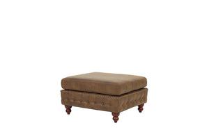 English Elm 1pc Cocktail Ottoman Breathable Leatherette Tufted Accent Bench with Handcrafted Gourd Wooden Legs, Stylish Living Room Statement piece Dark Coffee 32 L x 15 W x 36 H B011P234291