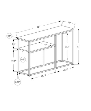 English Elm Accent Table with Storage Drawer and Glass Shelf, Modern Metal Frame End Table for Living Room Bedroom Grey 47 L x 15 W x 5 H B2710P219321
