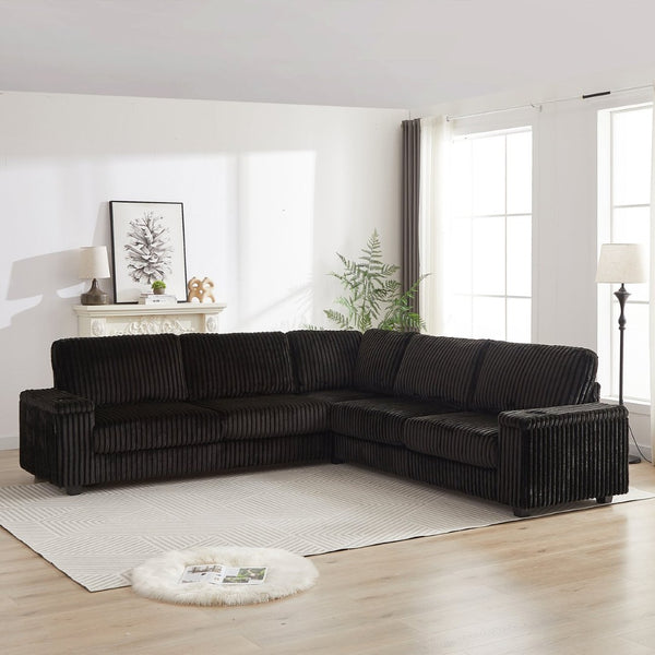 English Elm Chenille Cloud Sofa with Quilted Seat and Piano Key Backrest for Modern Living Rooms W834S00648